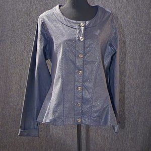 Dg2 By Diane Gilman Sparkle Denim Collarless Pepl… - image 1